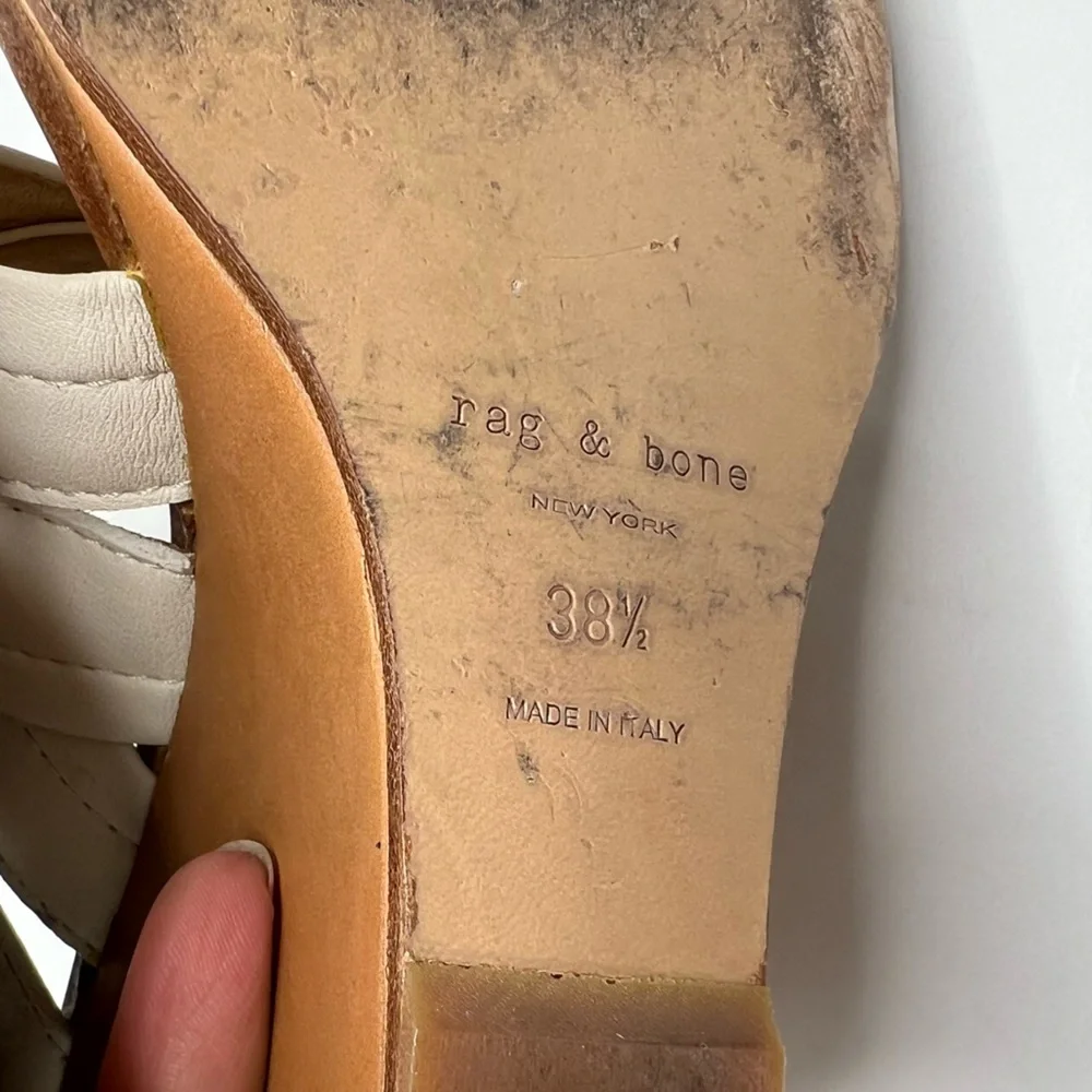 Rag & bone Shaw Wedge Sandals in Cream Size Leather Size 38.5